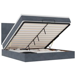 vidaXL osmannisk sengeramme med madrasser 180x200 cm fl&oslash;jl m&oslash;rkegr&aring;