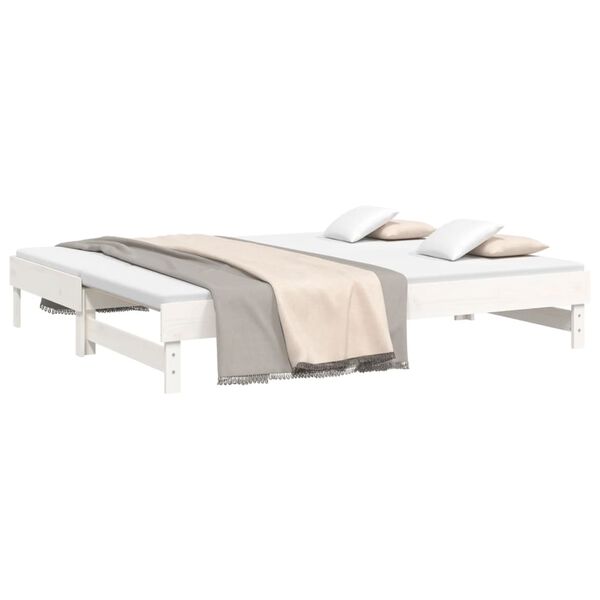 vidaXL daybed med udtr&aelig;k 2x(90x200) cm massivt fyrretr&aelig; hvid