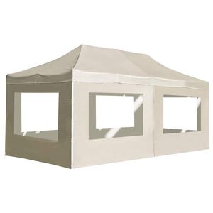 vidaXL foldbart festtelt med v&aelig;gge aluminium 6 x 3 m cremefarvet