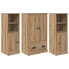 vidaXL Highboard 3 stk. Artisan Egetr&aelig; 132 x 35,5 x 103,5 cm