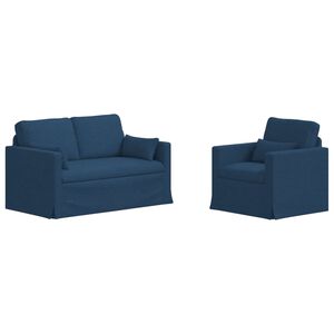 vidaXL Sofa 2 pcs Bl&aring; 139 x 78 x 80 cm Stof