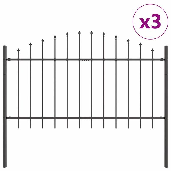 vidaXL Havehegn 3 pcs Gr&aring; 170 x 140 cm Pulverlakeret st&aring;l