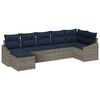 vidaXL Havesofa S&aelig;t med pude 7 pcs Gr&aring; og Marinebl&aring; polyrattan