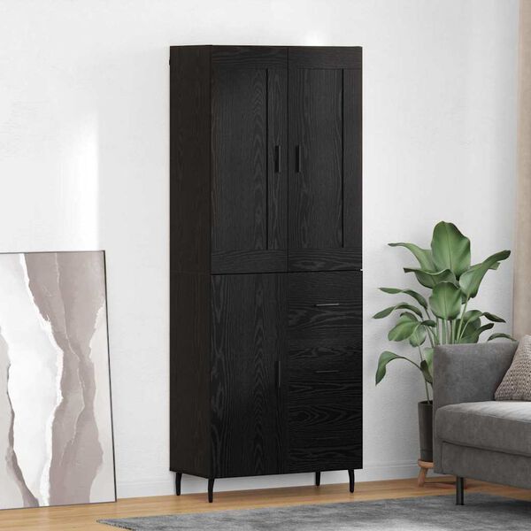 vidaXL Highboard med skuffe 2 pcs Sort eg Konstrueret tr&aelig;