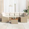 vidaXL Havesofa S&aelig;t med pude 7 pcs Beige polyrattan