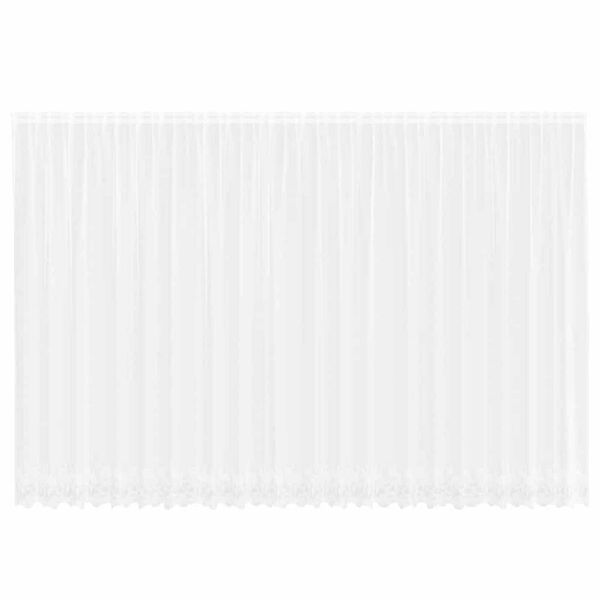 vidaXL Lace Gardin med gardiner Blomstret Hvid 240 x 600 cm Polyester