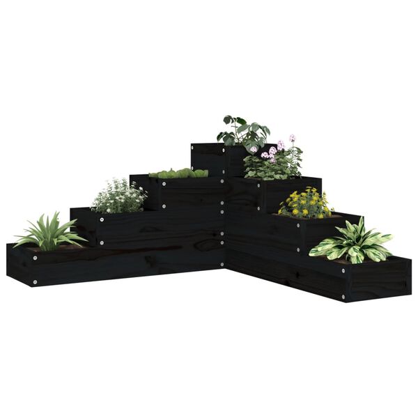 vidaXL plantekasse 4 niveauer 80,5x79x36 cm massivt fyrretr&aelig; sort