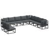 vidaXL Havesofa S&aelig;t med pude 10 pcs Sort Aluminium