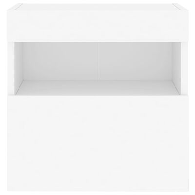 vidaXL væghængt tv-bord med LED-lys 40x30x40 cm hvid
