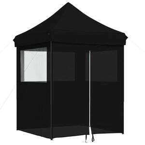 vidaXL foldbart pop-up festtelt med 4 sidev&aelig;gge sort