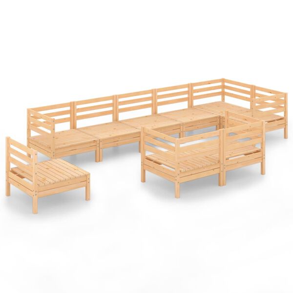 vidaXL lounges&aelig;t til haven 9 dele massivt fyrretr&aelig;