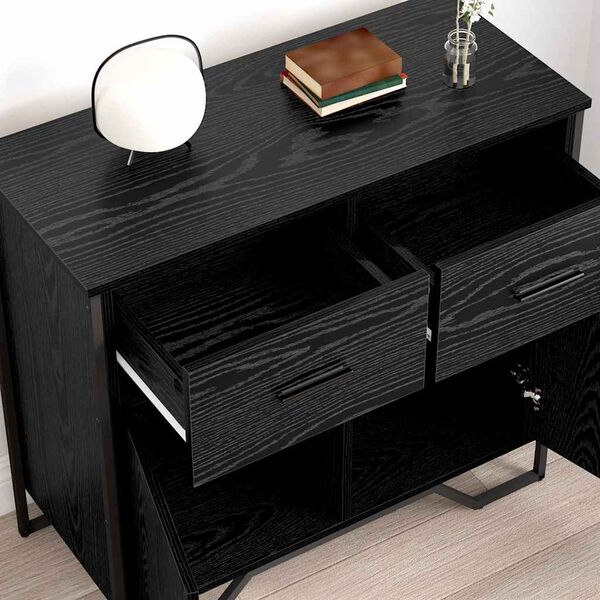 vidaXL Sideboard med skuffe Sort eg 79,5 x 35,5 x 74,5 cm