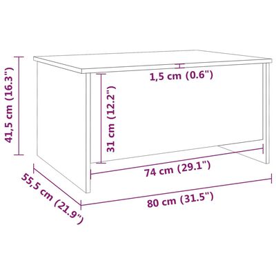 vidaXL sofabord 80x55,5x41,5 cm konstrueret træ sort