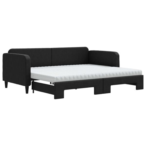 vidaXL daybed med udtr&aelig;k og madras 90x200 cm stof sort