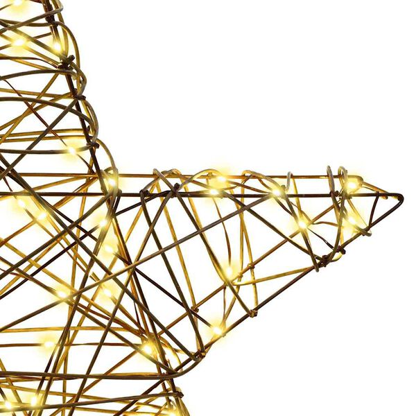 vidaXL 3D Stjerne med 50 LED'er Varm hvid 55 x 52,5 x 9 cm Rattan