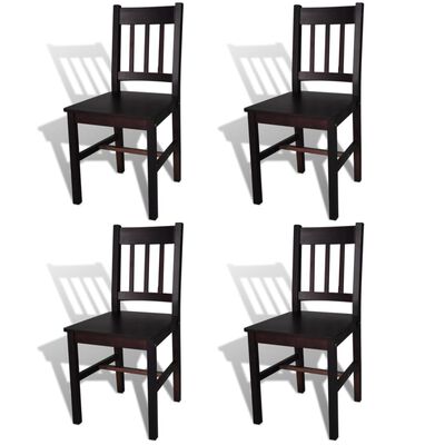 vidaXL spisebordsstole 4 stk. fyrretræ mørkebrun