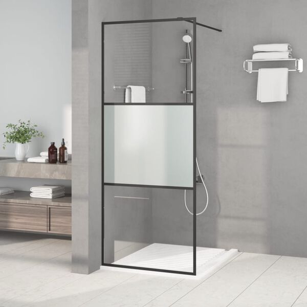 vidaXL brusev&aelig;g 80x195 cm halvmatteret sikkerhedsglas sort