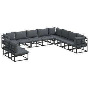 vidaXL Havesofa S&aelig;t 10 stk. Sort Aluminium