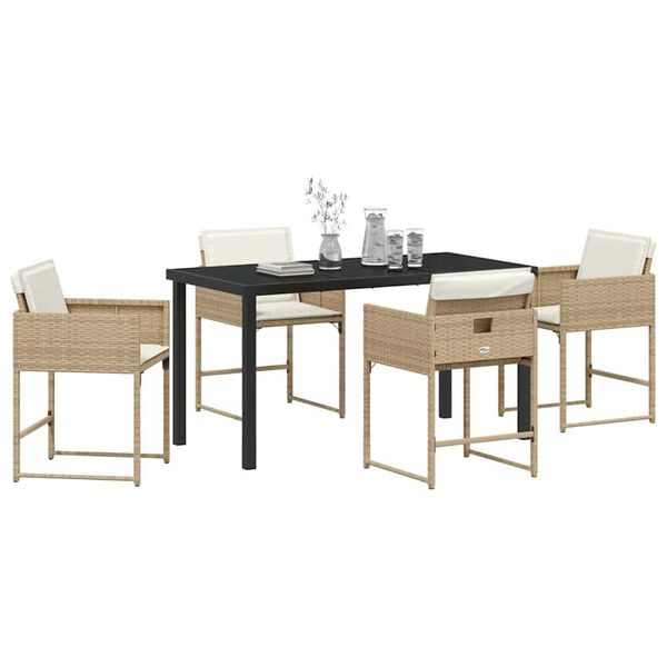 vidaXL Have Spisebordss&aelig;t 5 pcs Beige polyrattan