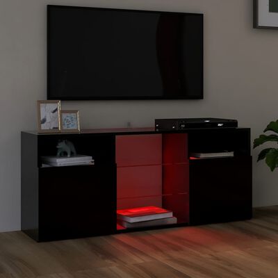 vidaXL tv-bord med LED-lys 120x30x50 cm sort