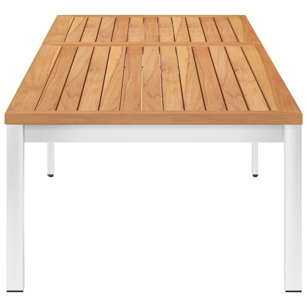 vidaXL liggestol med hynde massivt teaktr&aelig; og rustfrit st&aring;l