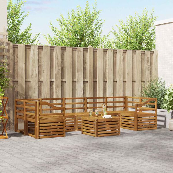 vidaXL Sofas&aelig;t 8 pcs Naturfarvet Massivt Akacietr&aelig;