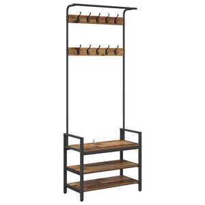 vidaXL Jakkeholder Gammelt tr&aelig; 75 x 34 x 184 cm Konstrueret tr&aelig;
