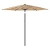 vidaXL haveparasol med LED-lys og st&aring;lstang 268x268x226 cm brun
