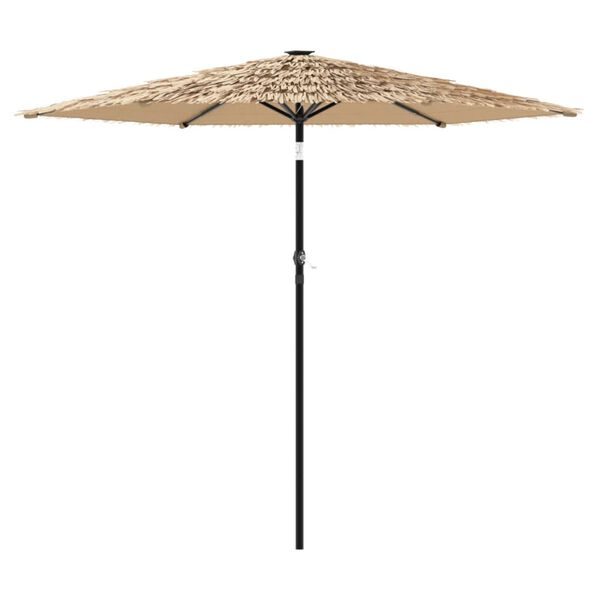 vidaXL haveparasol med LED-lys og st&aring;lstang 268x268x226 cm brun
