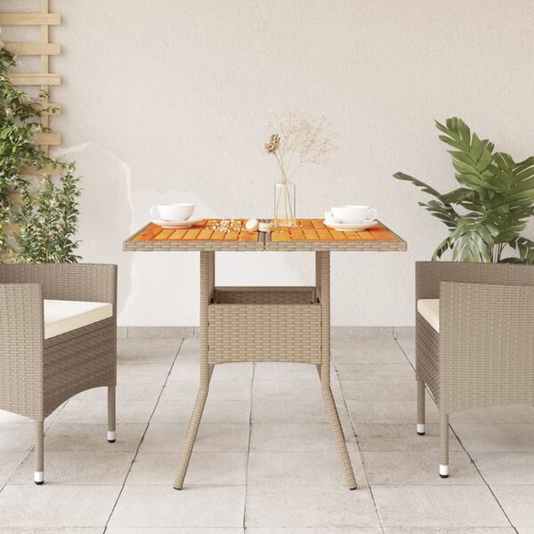 vidaXL havebord 80x80x75 cm polyrattan og akacietr&aelig; sort