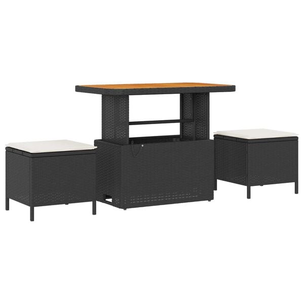 vidaXL Havesofa S&aelig;t med pude 13 pcs Sort polyrattan