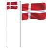 vidaXL Danmark flag og flagstang 6,08 m aluminium