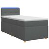 vidaXL Box Spring Seng med Madras og LED M&oslash;rkegr&aring; 90 x 190 cm Stof