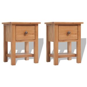 vidaXL natborde 2 stk. 36x30x47 cm massivt egetr&aelig;