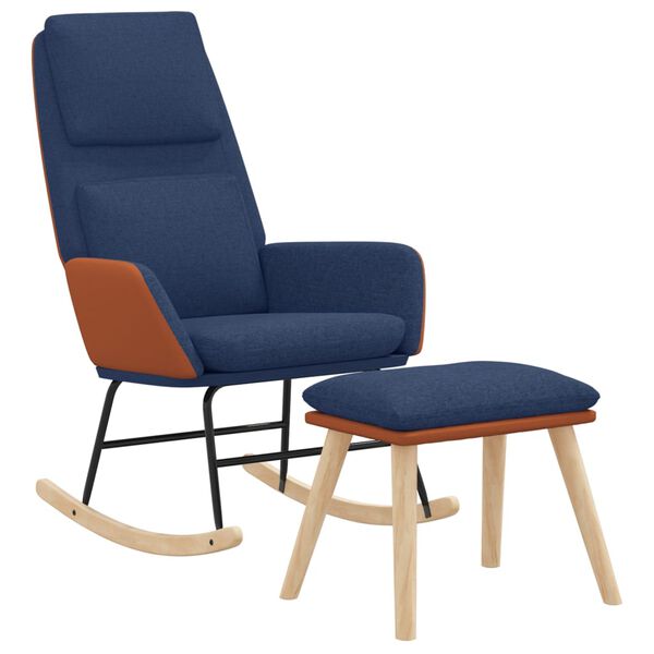 vidaXL gyngestol med fodskammel stof bl&aring;