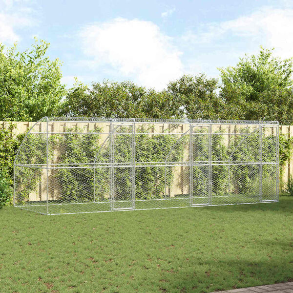 vidaXL Hundehus 3 pcs S&oslash;lv 6 x 2 x 2 m Galvaniseret st&aring;l