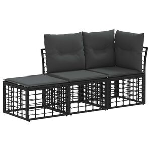 vidaXL Udend&oslash;rs sofagruppe 3 stk. Sort Polyester