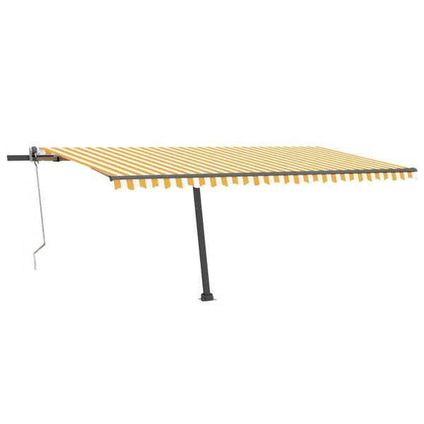 vidaXL markise m. LED + vindsensor 500x300 cm automatisk gul og hvid