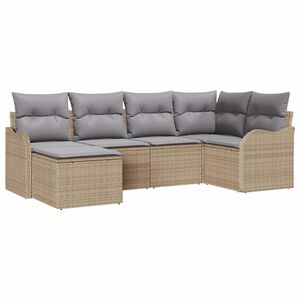 vidaXL Havesofa S&aelig;t med pude 6 pcs beige og lysegr&aring; Poly rattan