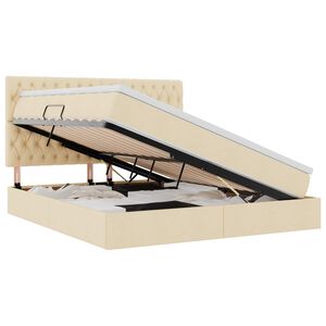 vidaXL Seng med opbevaring og madras Creme 180 x 200 cm Polyester
