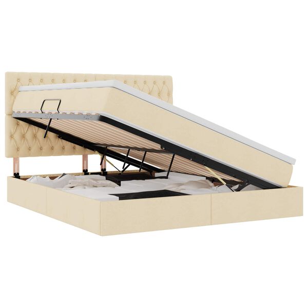 vidaXL Seng med opbevaring og madras Creme 180 x 200 cm Polyester