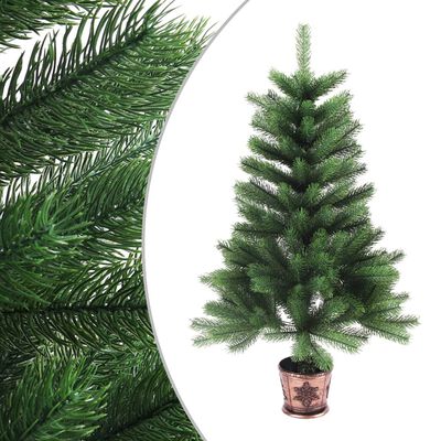 vidaXL kunstigt juletræ med lys og kuglesæt 90 cm grøn