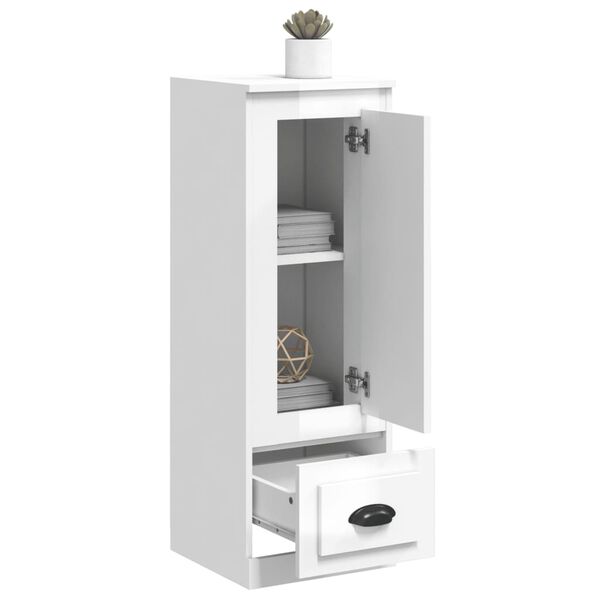 vidaXL skab 36x35,5x103,5 cm konstrueret tr&aelig; hvid h&oslash;jglans