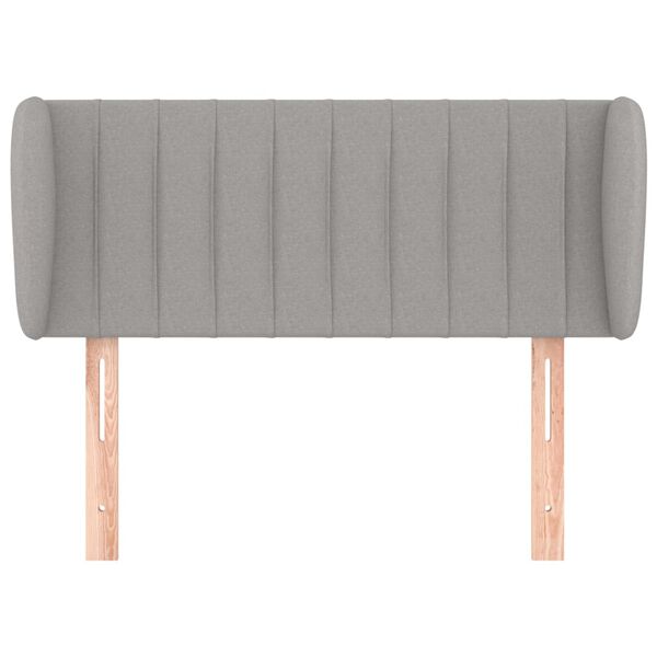 vidaXL sengegavl med kanter 93x16x78/128 cm stof lysegr&aring;