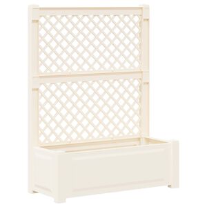 vidaXL Stor blomsterkasse med espalier Hvid 99,5 x 43 x 133,5 cm PP