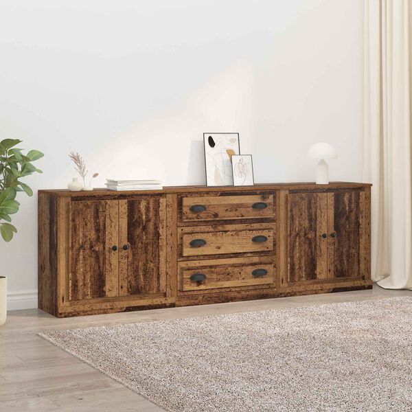 vidaXL Sideboards med skuffe 3 pcs Gammelt tr&aelig; 210 x 35,5 x 67,5 cm