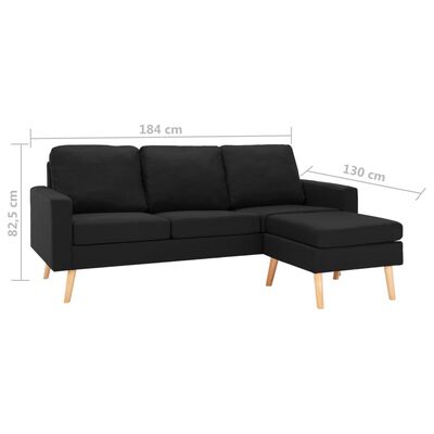 vidaXL 3-personers sofa med fodskammel stof sort