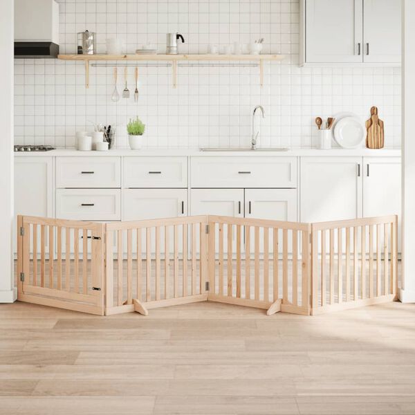 vidaXL hundegitter med d&oslash;r, foldbar, 4 paneler, 320 cm, poppeltr&aelig;
