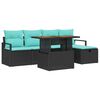 vidaXL Havesofa S&aelig;t med pude med opbevaring 6 pcs Sort polyrattan