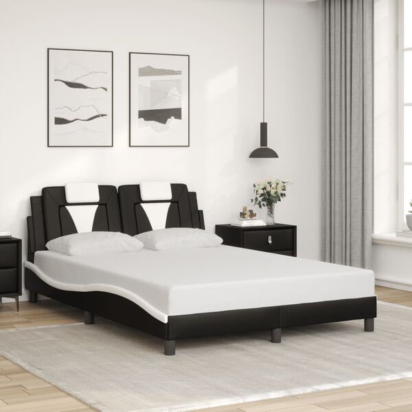 vidaXL sengeramme uden madras Viana 140x190 cm kunstl&aelig;der sort og hvid